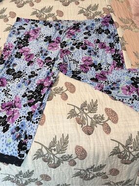 George Purple Floral Lounge Pants with Black Accents